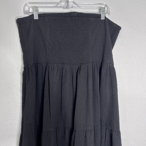 Loft Beach Maxi Dress Women 14 Strapless Black Button Down K - Picture 5 of 10