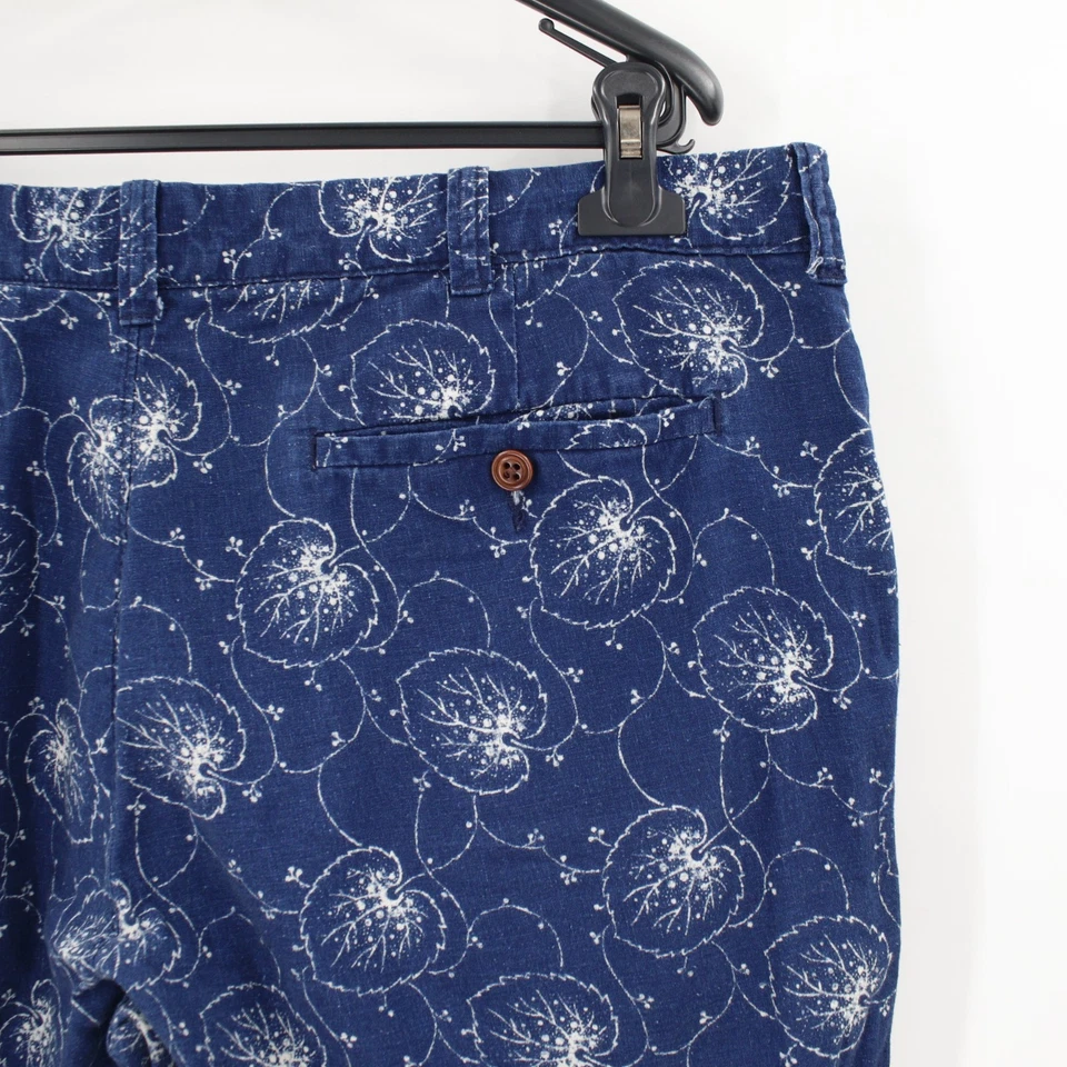 Шорты мужские J Crew 38 9 дюймов Stanton лен хлопок синий лист цветочный плоский передний повседневный - Изображение 4 из 4