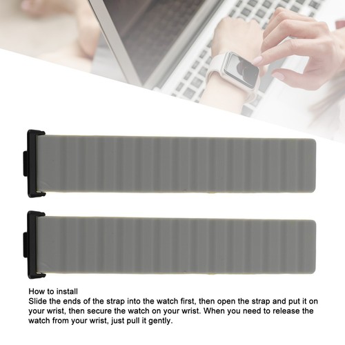 2pcs Watch Band Silicone Powerful Magnetic Band Adjustable Watch Strap for Watch - Picture 21 of 23