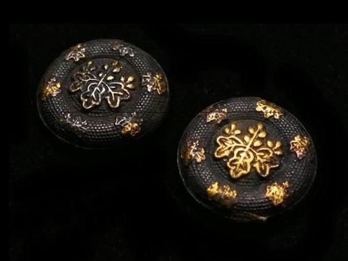 MENUKI Paulownia Crest Nanako Japanese Copper Sword Fitting Edo Antique *No Box - Picture 2 of 5