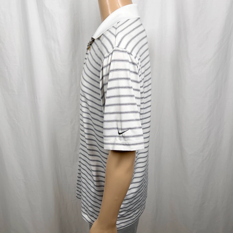 Camisa polo masculina Nike golfe média branca preta listrada Tour Performance Dri-FIT - Imagem 3 de 4