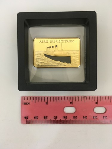 Titanic Ship In Memory Fake Gold Bar with Display Case - Picture 2 of 7
