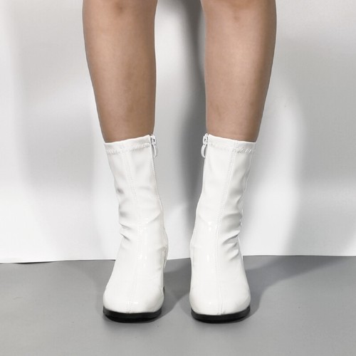 Mujeres Botas Media Pantorrilla Tacón Bloque Cremallera Bota GOGO Botines con Tacón Medio Bajo - Imagen 48 de 57