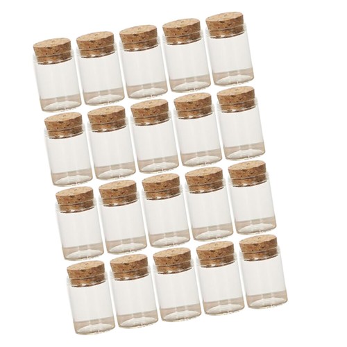 Contenedores de almacenamiento de 20 piezas mini frascos con tapas de corcho vaso de té de viaje - Imagen 8 de 12