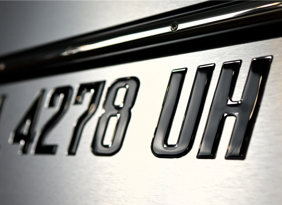 Premium 3D Domed Boat Registration Numbers – Sleek Black & Chrome Set of 16 - Image 2 of 4