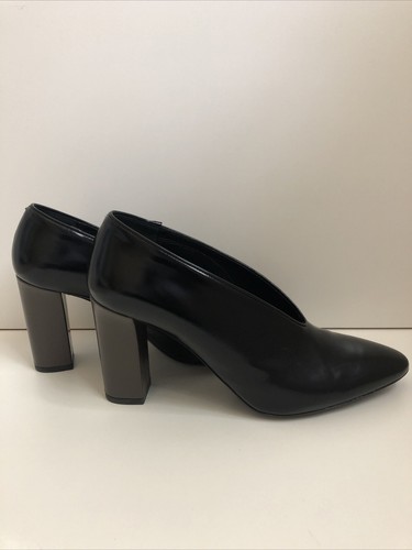 Via Spiga Baran Almond Block Heel Black Patent Leather Upper Pumps Sz 9.5 - Picture 2 of 12