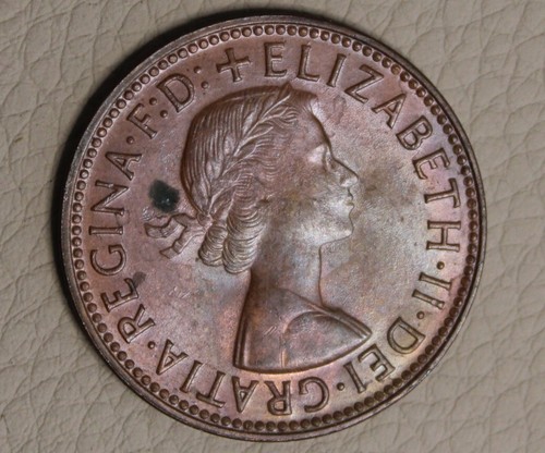 * 1964 HALFPENNY aUNCIRCULATED DOT NEAR LEG OF I IN AUSTRALIA PREDECIMAL #JAAF1 - Picture 6 of 8