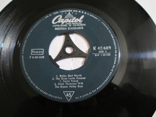 WESTERN STANDARDS 45 EP PS HANK THOMPSON FARON YOUNG GERMAN PRESS 1950S COUNTRY - Picture 2 of 5