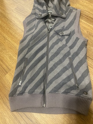 Women’s Burton DryRide Zip Up Hoodie Vest Horizontal Stripe Lined Pockets MED - Picture 3 of 11