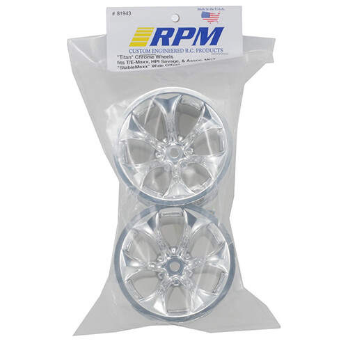 RPM Chrome Titan Wheels 14mm Hex w/StableMaxx Offset for Monster Trucks RPM81943 - Picture 2 of 2