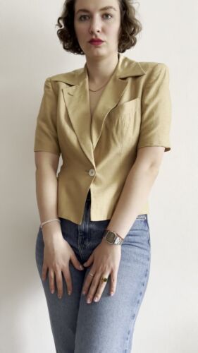 Vintage Christian Dior Coordonnees Women's Cropped Jacket Gold-Yellow 80s-90s - Video 1 of 1