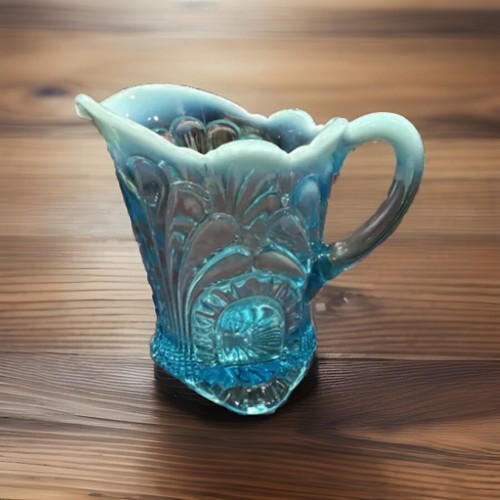 Jefferson Glass Tokyo No 212 Opal Dot & Fan Opalescent Creamer Pitcher EAPG 5.25 - Picture 5 of 6