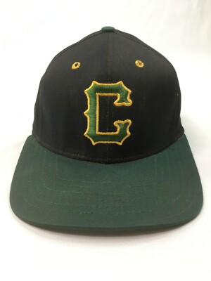 Pro Line ''C'' Hat Baseball Black Green Fitted Medium Flex Fit Made In USA VINTAGE