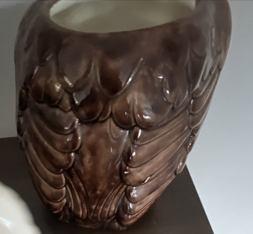 Vtg Shawnee Cookie Jar Large Glazed Winking OWL Signed SCO 1973 Brown Yellow - Picture 5 of 6
