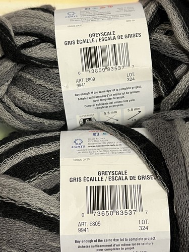 Red Heart Boutique Trio yarn Greyscale 2 full skeins same dye lot - Picture 4 of 4