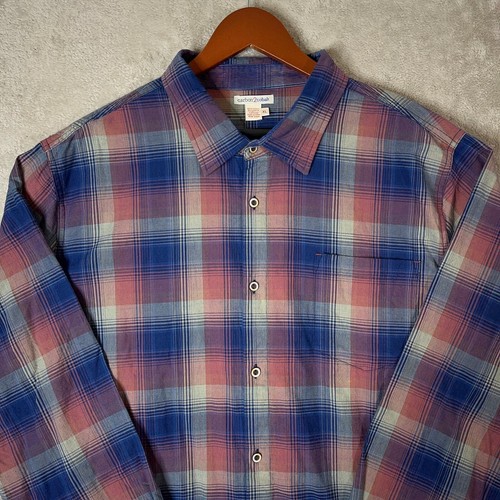 Camisa con botones Carbon2Cobalt para hombre talla XL azul a cuadros manga larga informal algodón - Imagen 3 de 7