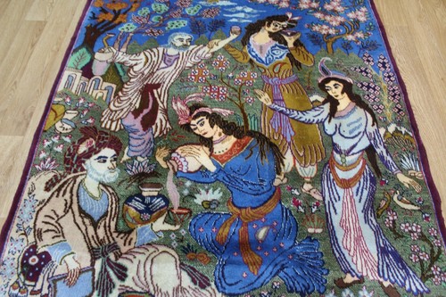 FINE HANDMADE PERSIAN KASHMAR RUG OF PICTORIAL AND FLORAL DESIGN 212 X 125 CM - Picture 11 of 12