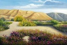 Desert Flowers Spring Landscape Sunny Day 24X36 Oil On Canvas Painting STRETCHED