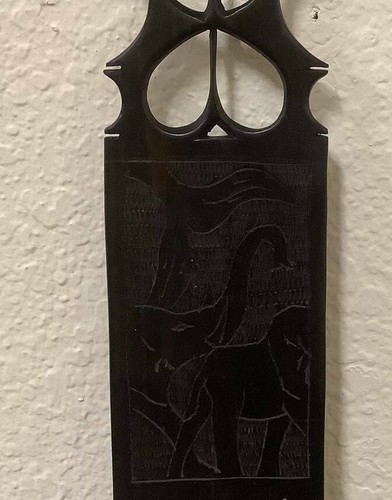 Vintage Kunstkamm aus geschnitztem Holz mit Elefanten - Bild 3 von 5
