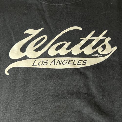 Watts Los Angeles Vintage Ultimate Hanes Cotton Black Crew Sweater Men’s Size L - Bild 3 von 8