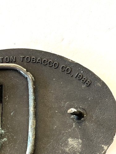 Hebilla de cinturón de hombre rojo vintage tabaco para masticar Pinkerton 1988 mejor masticable ovalado - Imagen 7 de 9