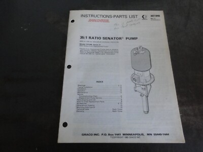 GRACO 218-048  35:1 Ratio Senator Pump Instructions Parts List Manual   307-648