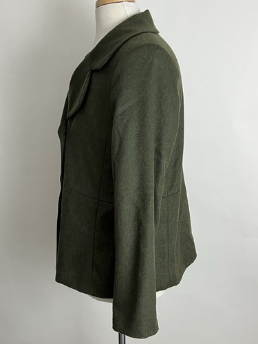 Talbots Women's Blazer Jacket Size 14 Green Double Breasted Brushed Italian Wool - Picture 7 of 12
