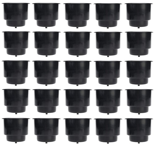 Black Drop-in Plastic Cup Drink Can Holder with 1/4" Drain Hole Boat RV 50 100pk - Picture 17 of 18