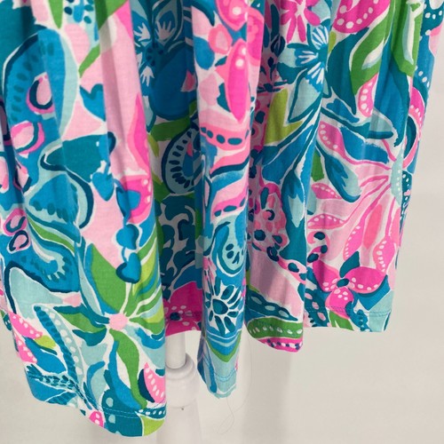 Lilly Pulitzer Geanna Swing Dress Sz Medium Pink Blue Bold Floral Supima Cotton - Picture 5 of 17