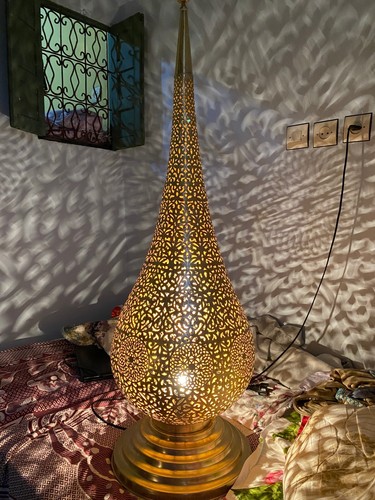 40 inches height Brass floor lamp Moroccan handmade, table lamp , vintage lighti - Picture 3 of 8