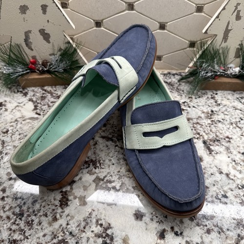 Cole Haan Women's Suede Loafers Size 8B Blue & Light Blue Colorblock