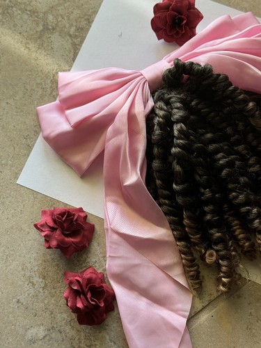Hair Bows for Girls Grosgrain Ribbon .Hair Bow With Clip /Curly Wig Extension - Picture 3 of 16