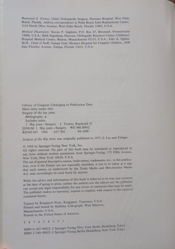 Surgery of the Hip Joint: Volume 1, R G Tronzo 1984 - Bild 4 von 5