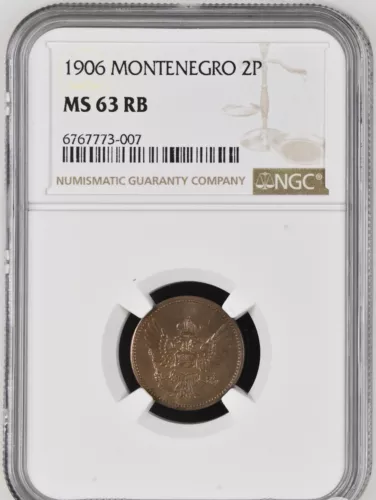 Montenegro, 1906 2 Para, NGC MS63, Rare