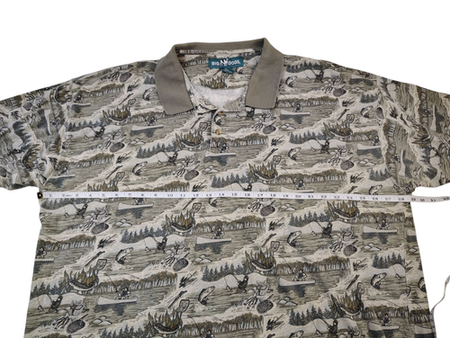 Big Dogs Hawaiian Shirt Polo Fly Fishing Vintage 90s Tropical Grandpa Dad Sz 4XL - Picture 6 of 9