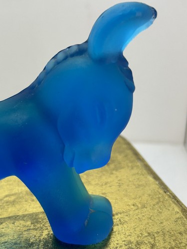 Vtg Kanawha Art Glass Donkey Blue Satin 5” X 3.5” - Picture 3 of 7