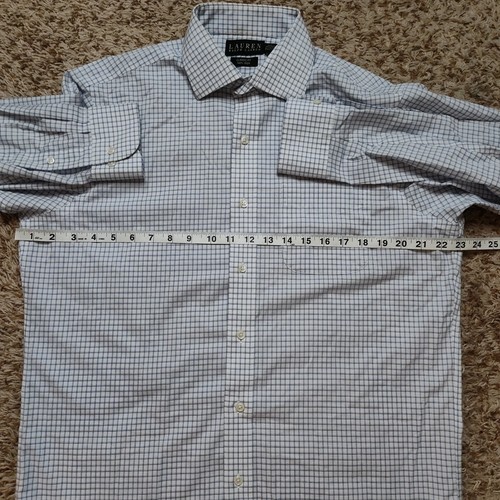 Lauren Ralph Lauren Blanco Cuadros Hombres Talla M 15.5 32-33 Clásico Manga Larga Botón - Imagen 4 de 10