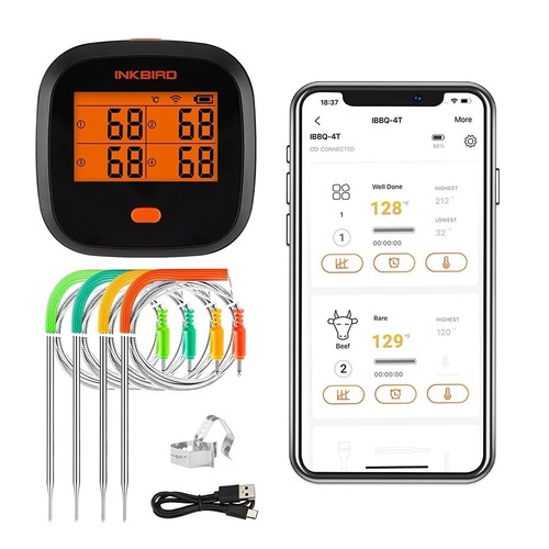 INKBIRD 2.4G WLAN Digital Grillthermometer IBBQ-4T + Handheld Thermometer IHT-1P - Picture 14 of 24
