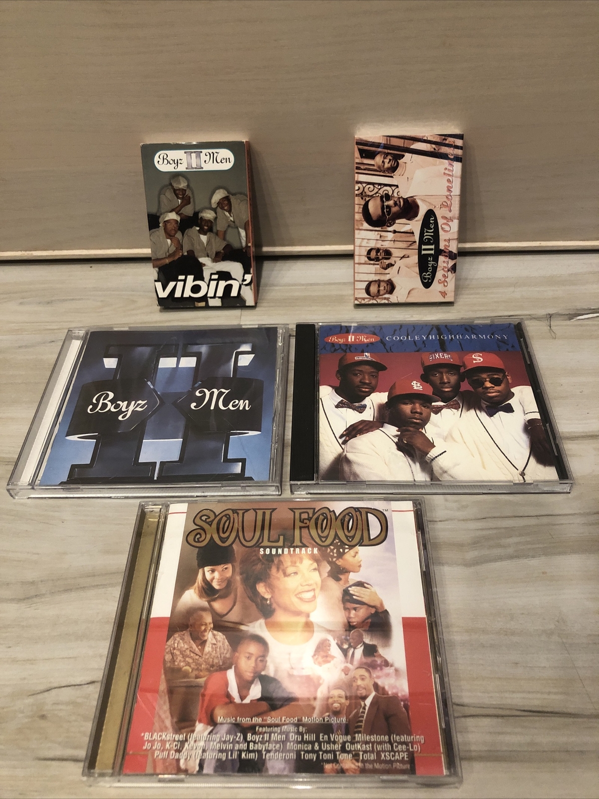 Boyz II Men  Cassette & CD Lot 4 Seasons Of Loneliness NEW Vibin’ Soul Food II