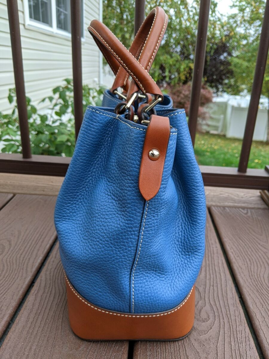 Dooney Bourke Blue Pebble Grain Brenna Satchel w Wallet Fob