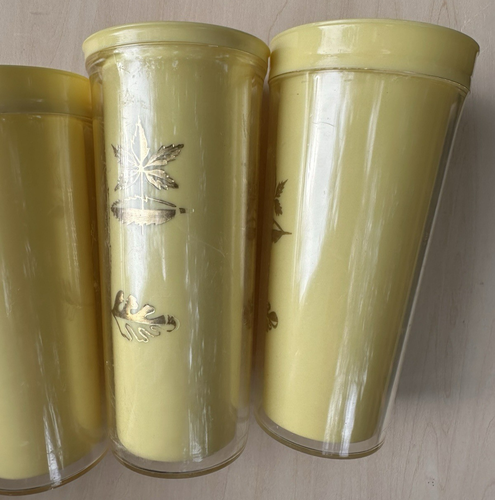 4 MCM 50er Jahre gelb Kunststoff Acryl Thermo Becher Blattgold 8 Unzen Becher - Bild 9 von 13