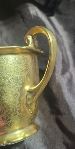 Vtg Creamer Pickard China Gold Etched Rose&Daisy Pattern #614 Rare Maker's Mark - Picture 11 of 14