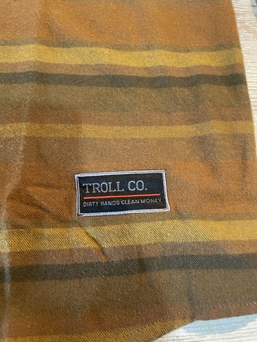 Flanella Troll Co Lou oro arancione verde taglia uomo XL perla snap mani sporche nuova con etichette - Foto 3 di 8