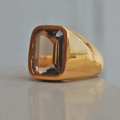 Solid 925 Sterling Silver Natural Brown Smoky Quartz Gemstone Wedding Men's Ring - Picture 4 of 9