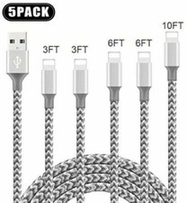 5 Pack Charging Cable Heavy Duty For iPhone iPad Plus Charger Charging Cord