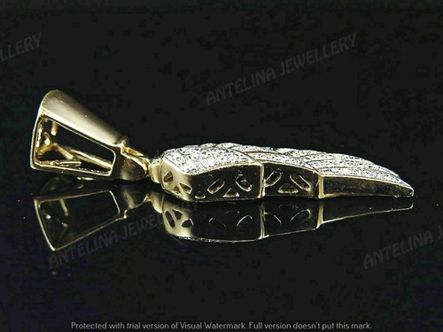 2.00 Ct Round Simulated Diamond Wings Of An Angel Pendant 925 Silver Gold Plated - Picture 2 of 10