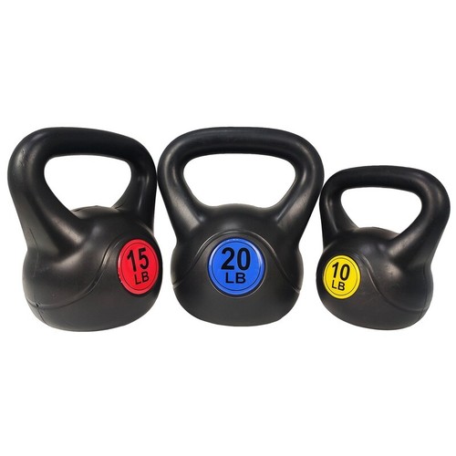 Juego de pesas rusas 3 piezas 10 lb 15 lb 20 lb recubierto de vinilo fitness entrenamiento con pesas nuevo - Imagen 2 de 6