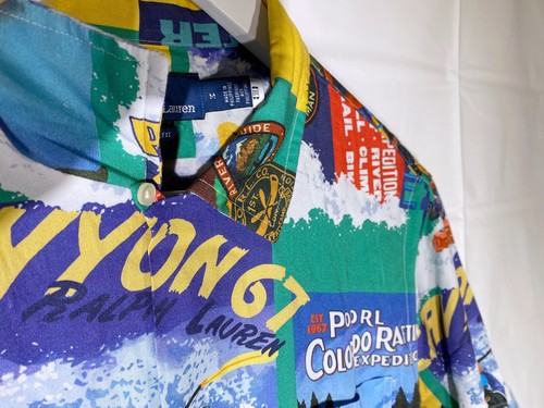 RRP 305$ Polo Ralph Lauren MEN'S Classic Fit Printed Poplin Camp Shirt size M - Picture 6 of 24