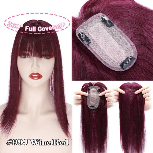 Hand-made MONO 100% Human Hair Topper Hairpiece Toupees Top Piece For Women 130% - Picture 39 of 44