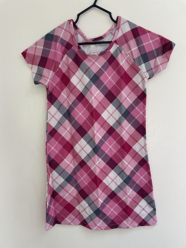 wonder nation Kids Girls Pink Plaid Polyester Short Sleeve Night Gown Pink S 6 - Picture 1 of 4